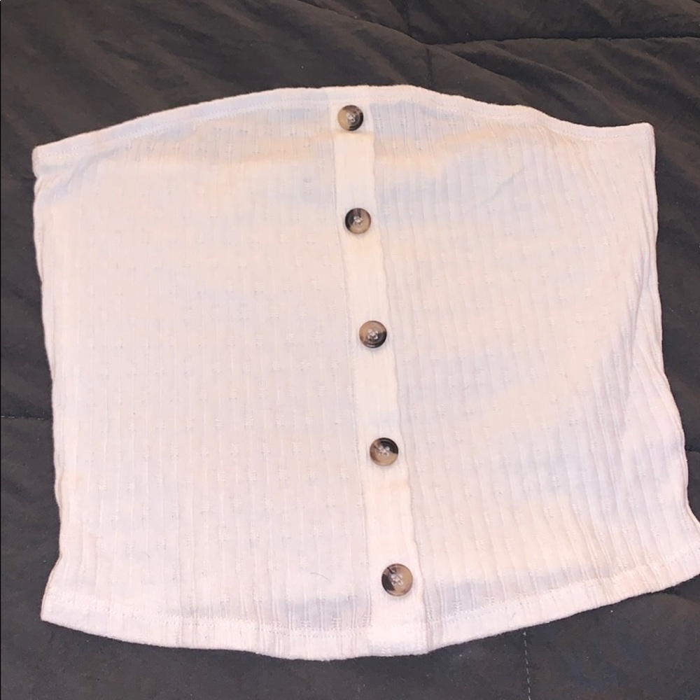 White AE Strapless crop top